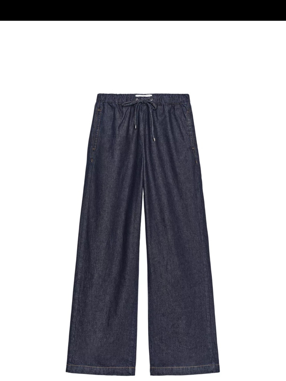 Zara Dark Indigo Wide-Leg Drawstring Jeans
